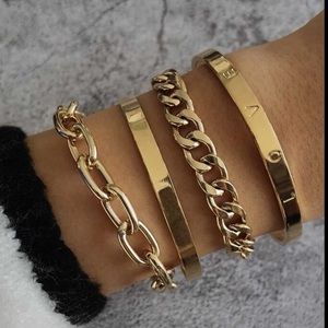 4pcs Letter Detail Bracelet